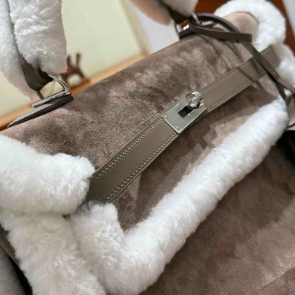 Hermès Kelly 35 Teddy Suede & Shearling