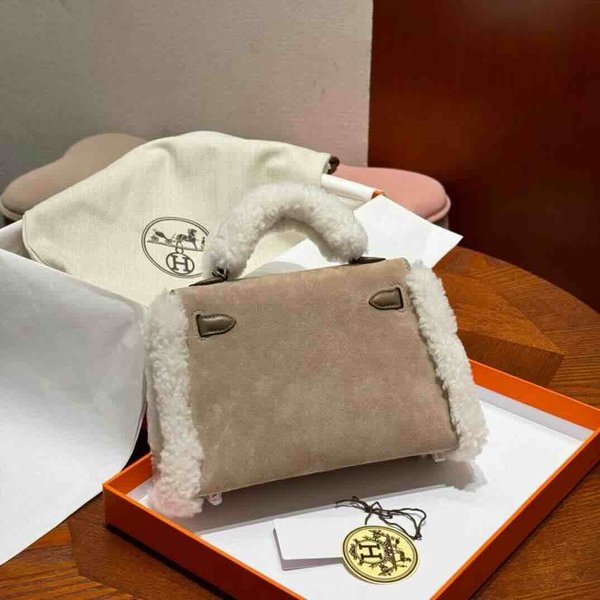 Hermès Mini Kelly II Teddy Suede & Shearling