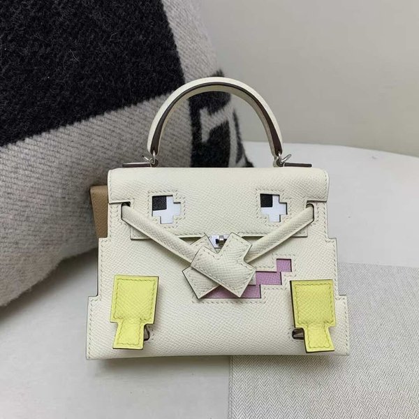 Hermès Kelly Doll Picto Craie Multicolor Epsom with Palladium Hardware