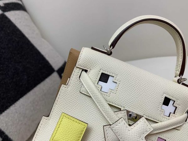 Hermès Kelly Doll Picto Craie Multicolor Epsom with Palladium Hardware