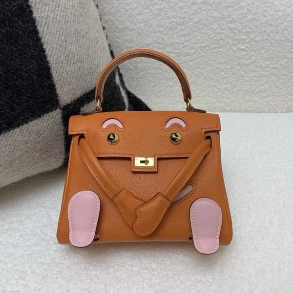 Hermès Kelly Doll Millennium Doll Swift Orange with 3Q Pink – Gold Hardware