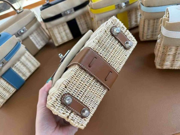 Hermès Mini Kelly Picnic Wicker Gold x Palladium Hardware