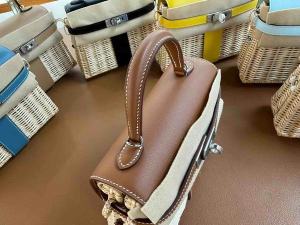Hermès Mini Kelly Picnic Wicker Gold x Palladium Hardware