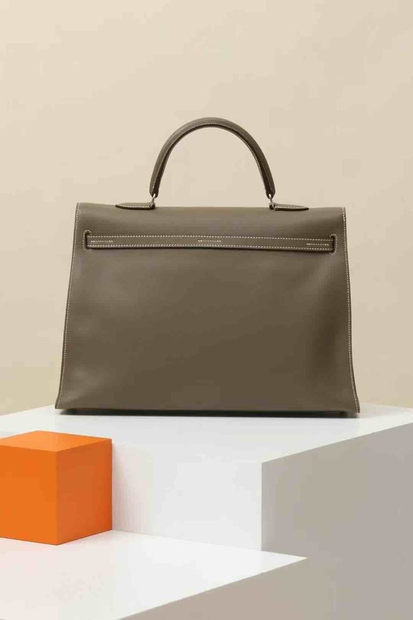 Hermès Kelly35 Swift Etoupe x Palladium Hardware