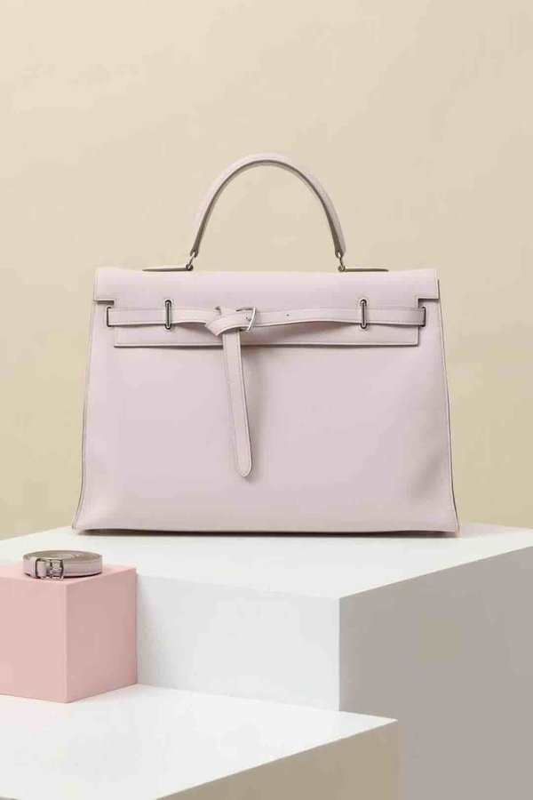 Hermès Kelly35 Swift Mauve Pale x Palladium Hardware