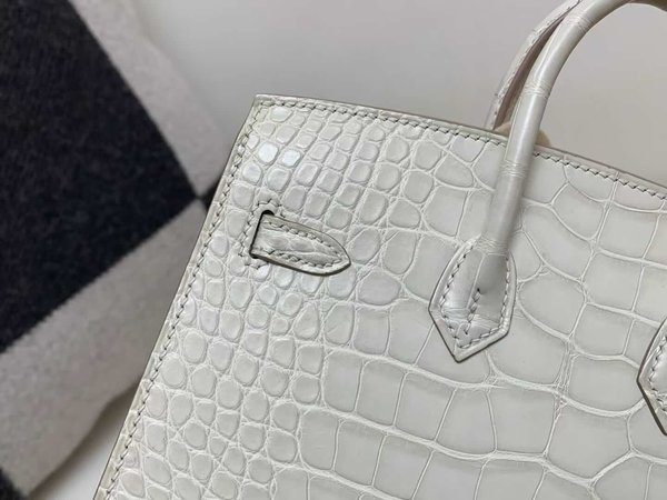 Hermès Birkin 20 Matte Crocodile Craie x Palladium Hardware
