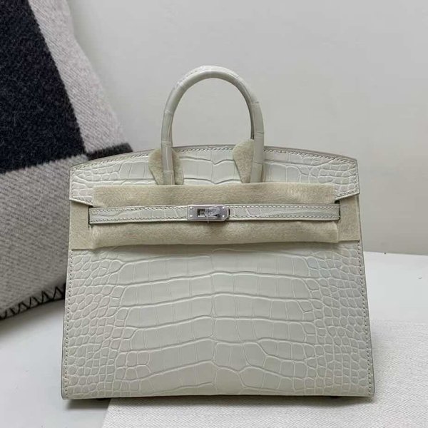 Hermès Birkin 20 Matte Crocodile Craie x Palladium Hardware