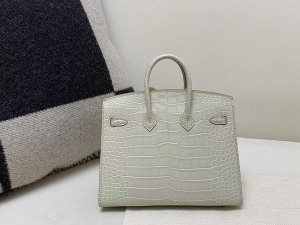 Hermès Birkin 20 Matte Crocodile Craie x Palladium Hardware