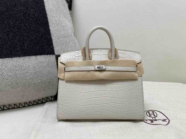 Hermès Birkin 20 Alligator Matte Beton x Palladium Hardware