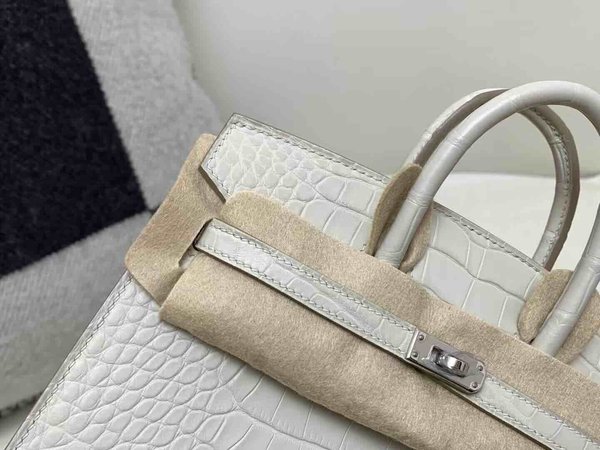 Hermès Birkin 20 Alligator Matte Beton x Palladium Hardware