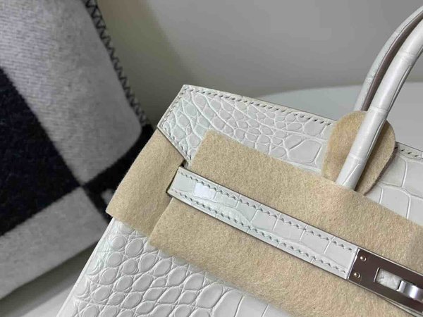 Hermès Birkin 25 Alligator Matte Beton x Palladium Hardware