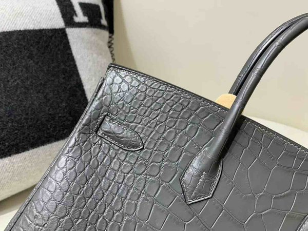 Hermès Birkin 35 Matte Alligator Gris Graphite x Palladium Hardware