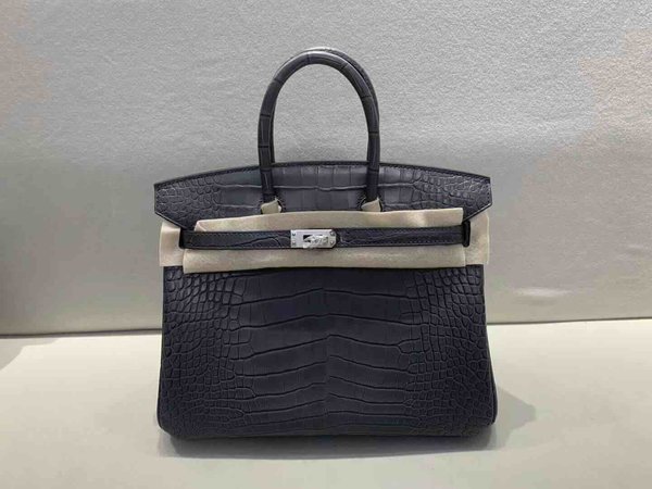 Hermès Birkin 25 Matte Alligator Mississippiensis Graphite Grey x Palladium Hardware