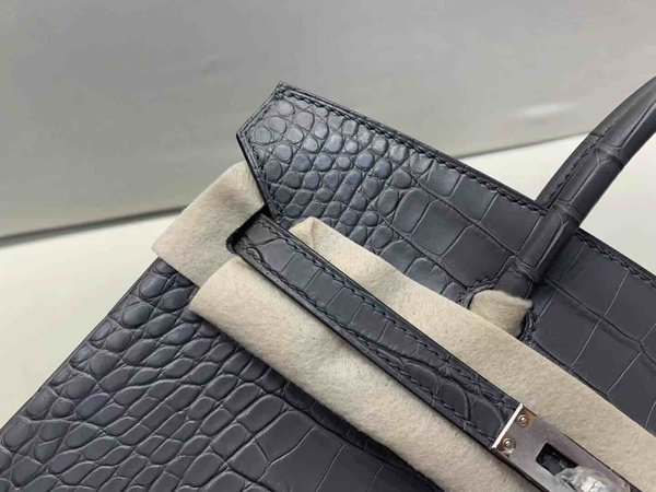 Hermès Birkin 25 Matte Alligator Mississippiensis Graphite Grey x Palladium Hardware