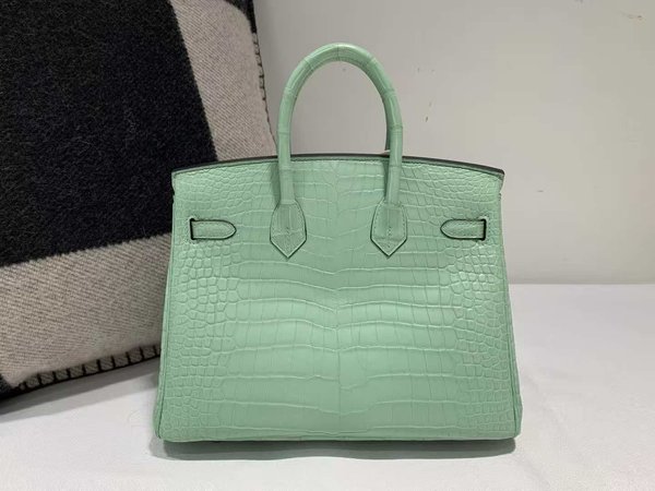 Hermès Birkin 25 Sellier Vert d’Eau  Crocodile x Palladium Hardware
