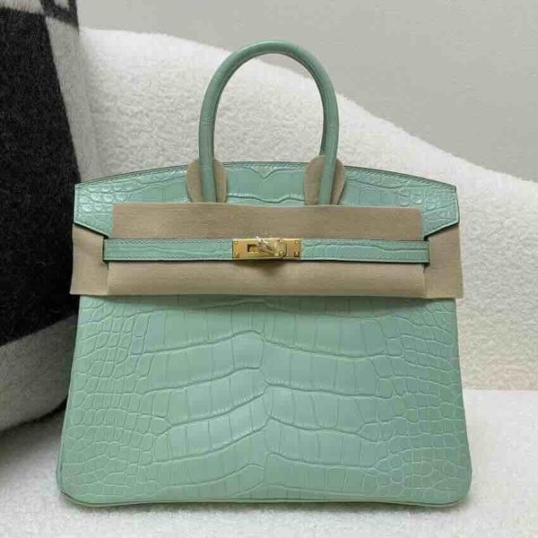 Hermès Birkin 25 Alligator Matte Menthe (6U Mint Green) x Gold Hardware