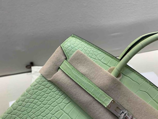 Hermès Birkin 25 Matte Alligator Young Green x Palladium Hardware