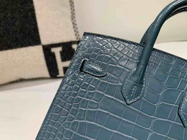 Hermès Birkin 20 Alligator Matte Blue Tempête x Palladium Hardware