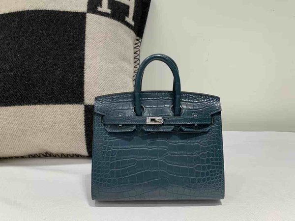 Hermès Birkin 20 Alligator Matte Blue Tempête x Palladium Hardware