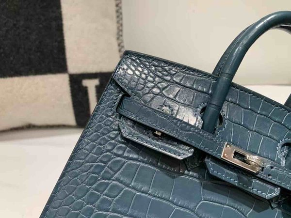 Hermès Birkin 20 Alligator Matte Blue Tempête x Palladium Hardware