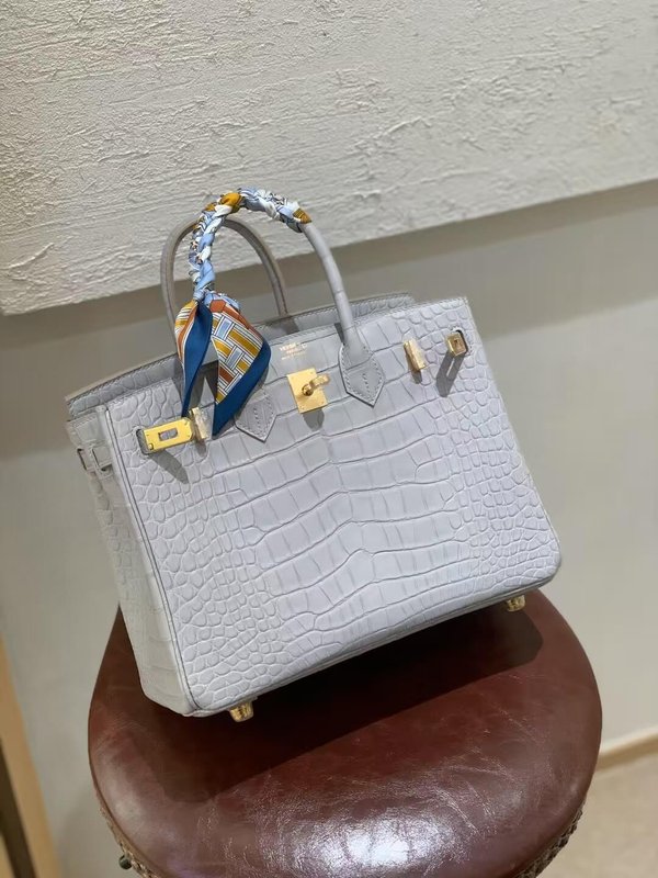 Hermès Birkin 25 Blue Lin Alligator x Gold Hardware