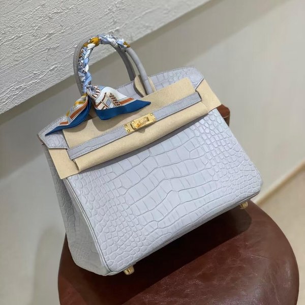 Hermès Birkin 25 Blue Lin Alligator x Gold Hardware