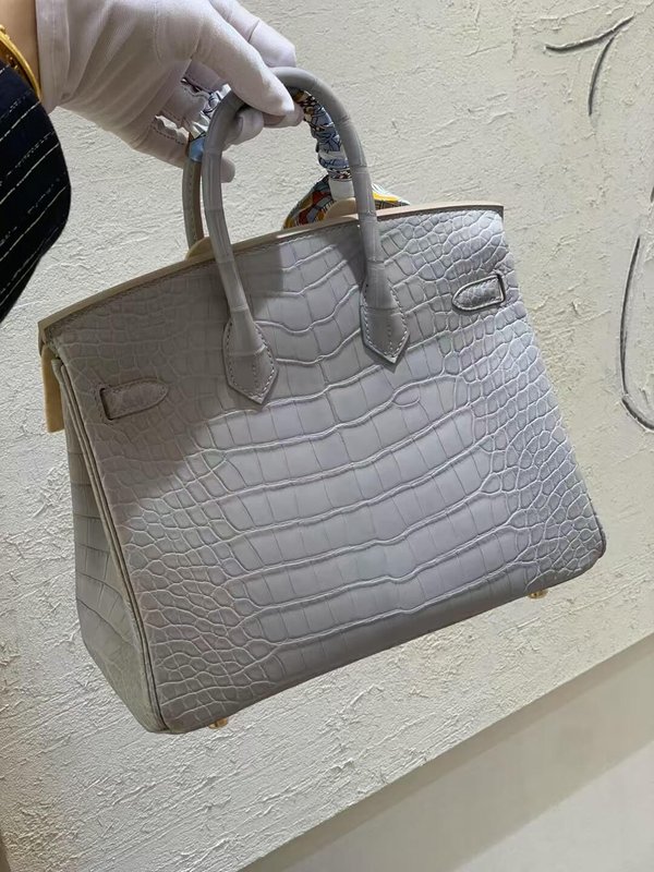 Hermès Birkin 25 Blue Lin Alligator x Gold Hardware