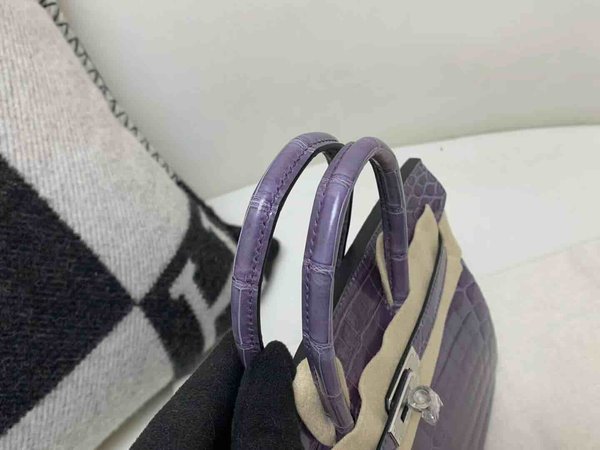 Hermès Birkin 25 Shiny Niloticus Crocodile Bleu Électrique x Palladium Hardware