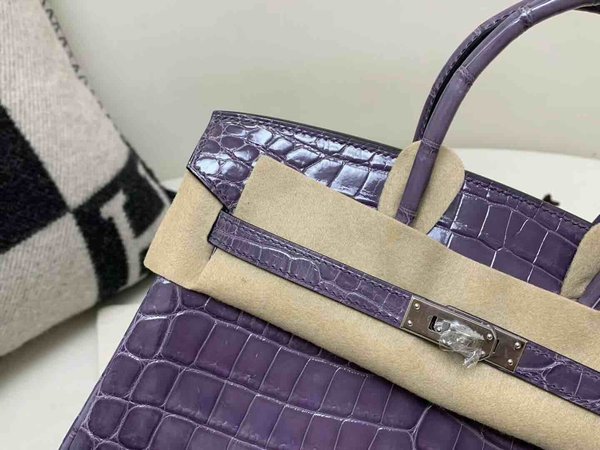 Hermès Birkin 25 Shiny Niloticus Crocodile Bleu Électrique x Palladium Hardware