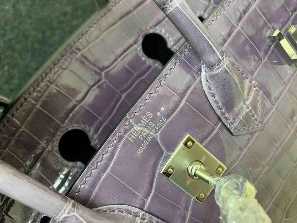 Hermès Birkin 25 Shiny Niloticus Crocodile Bleu Électrique x Palladium Hardware