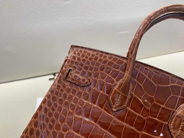 Hermès Birkin 25 Shiny Alligator Miel x Gold Hardware