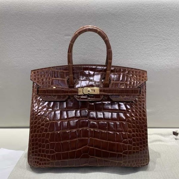 Hermès Birkin 25 Shiny Alligator Miel x Gold Hardware
