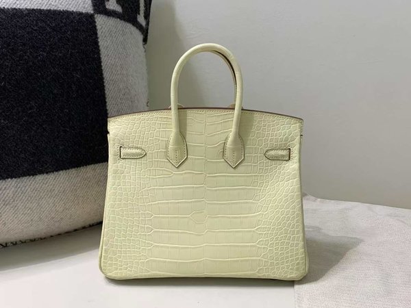 Hermès Birkin 25 Crocodile Pale Lemon x Gold Hardware