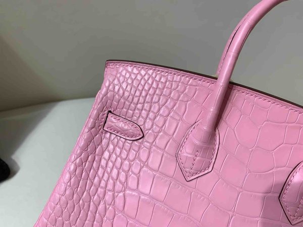 Hermès Birkin 25 Alligator Matte Rose Sakura x Palladium Hardware