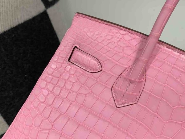 Hermès Birkin 30 Matte Alligator Rose Sakura x Palladium Hardware