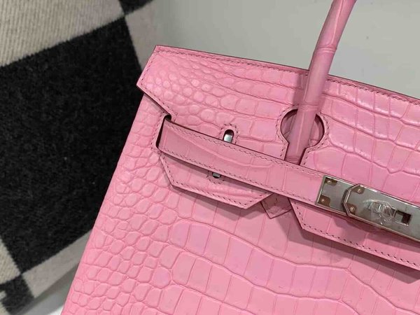 Hermès Birkin 30 Matte Alligator Rose Sakura x Palladium Hardware