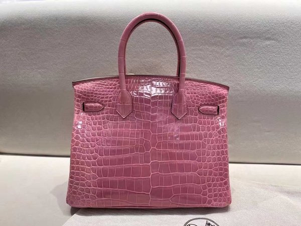 Hermès Birkin 30 Shiny Porosus Crocodile Summer Pink x Gold Hardware