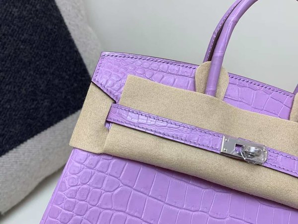 Hermès Birkin 30 Crocodile Lavender Purple x Palladium Hardware