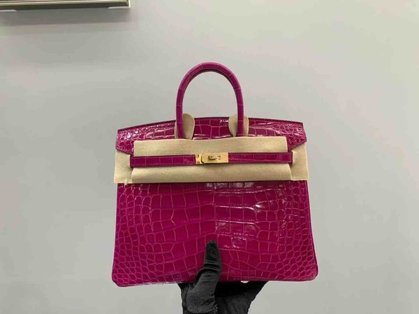 Hermès Birkin 25 Shiny Alligator Mississippiensis Violet Pourpre x Gold Hardware