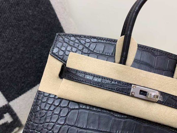 Hermès Birkin 20 Alligator Noir x Palladium Hardware (Matte finish)