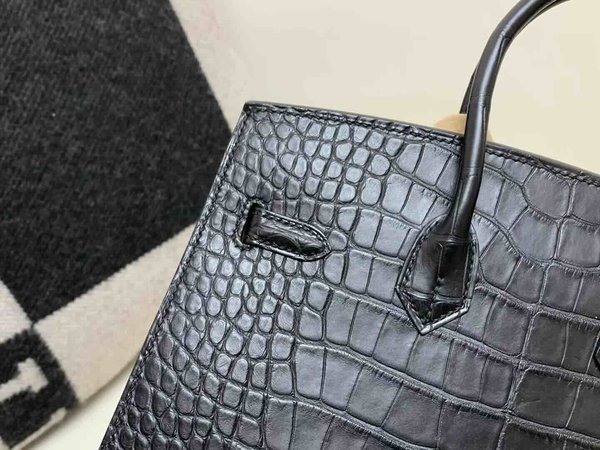 Hermès Birkin 25 Sellier Alligator Matte Noir x Palladium Hardware