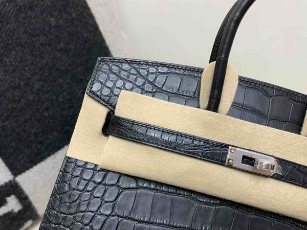 Hermès Birkin 25 Sellier Alligator Matte Noir x Palladium Hardware