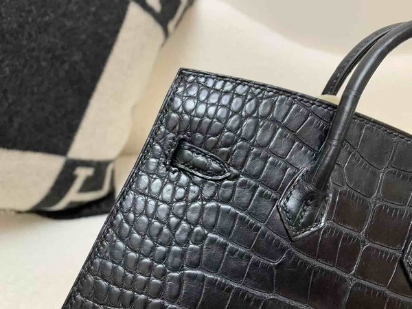 Hermès Birkin 25 Matte Alligator Noir x Gold Hardware