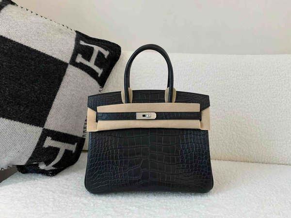 Hermès Birkin 30 Matte Alligator Mississippiensis Noir x Palladium Hardware
