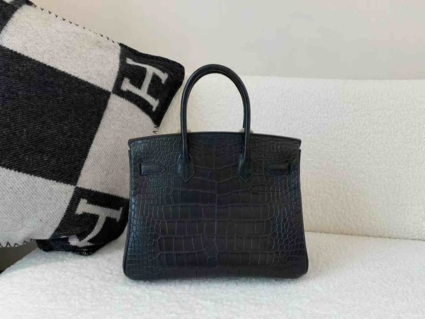 Hermès Birkin 30 Matte Alligator Mississippiensis Noir x Palladium Hardware