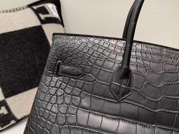 Hermès Birkin 35 Noir Matte Alligator x Palladium Hardware