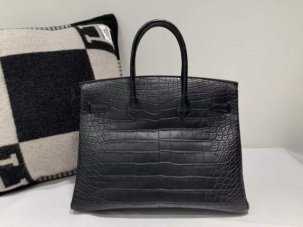 Hermès Birkin 35 Noir Matte Alligator x Palladium Hardware