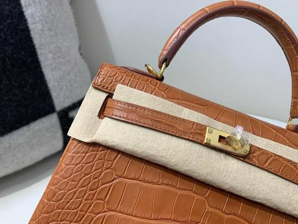 Hermès Kelly 25 in Matte Alligator Mississippiensis, Gold, Gold Hardware