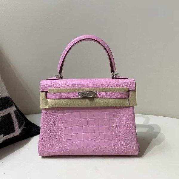 Hermès Kelly 25 Matte Alligator Sakura Pink – Palladium Hardware