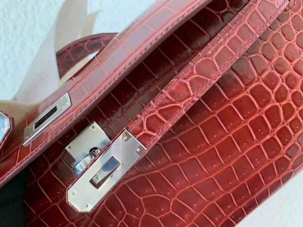 Hermès Kelly Cut 31 Shiny Porosus Crocodile [Miel] x Palladium Hardware